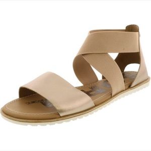 Sorel Ella Warm Gold Strap Leather Sandals 7.5